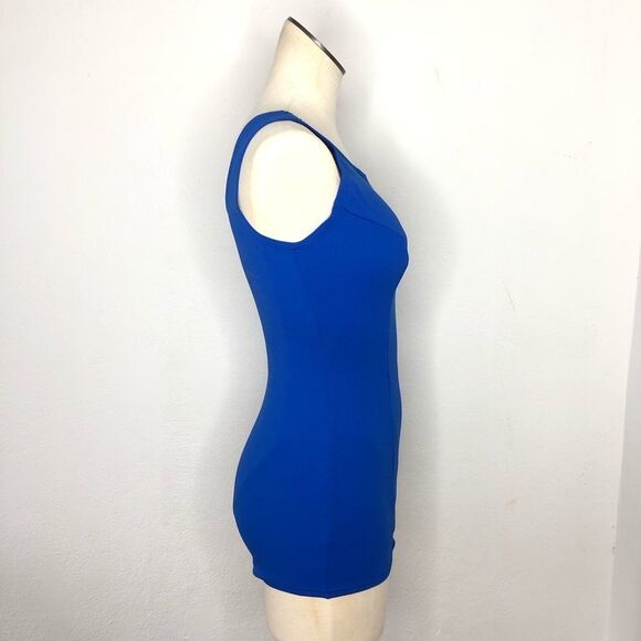 Vintage 60s 70s Retro One Piece Stretch Nylon Swimsuit Pin Up Mod Playsuit Blue - Picture 10 of 16